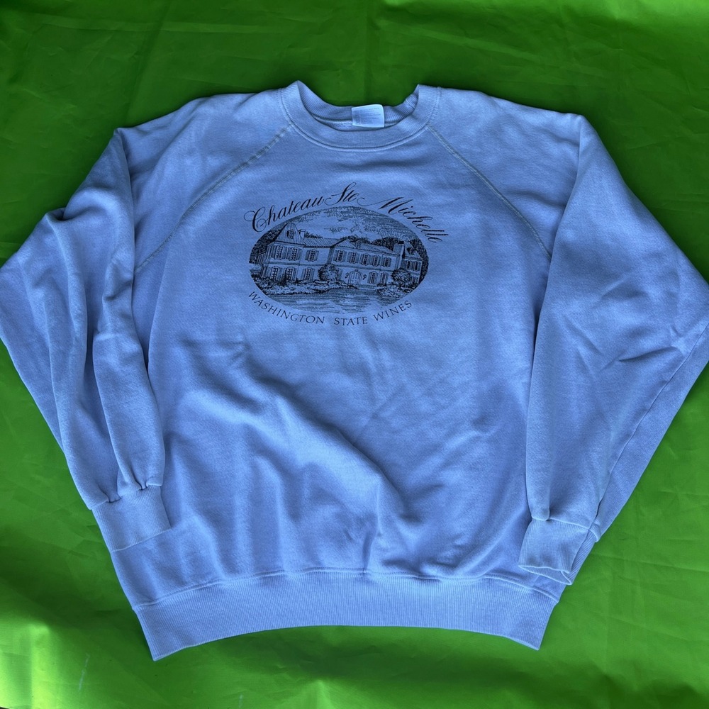 Vintage 80s Hanes Chateau Ste Michelle Winery Sweatshirt Large womens White USA